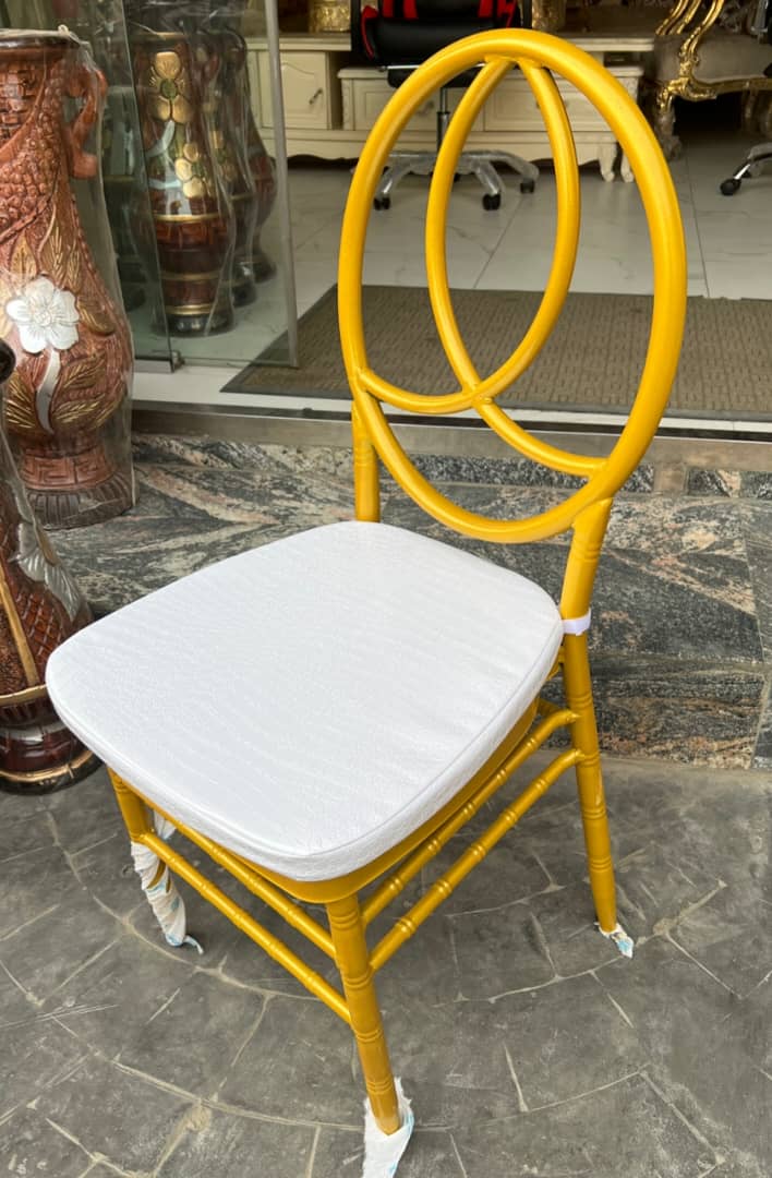 Elegant Gold Phoenix Event Chair with White Cushion