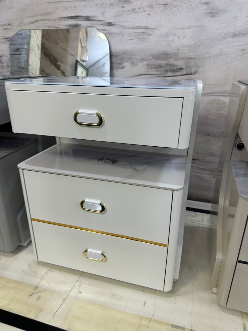 SmartCharge Cream Bedside Cabinet"