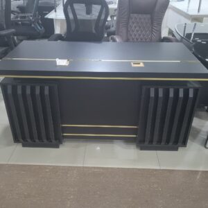 1.6M Office Executive Table – Black & Gold Accent