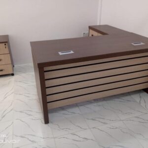 Modern Executive L-Shaped Office Desk with Mobile Storage Pedestal