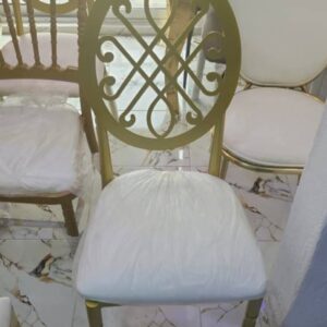Luxury Gold Cross-Back Scrollwork Accent Chair